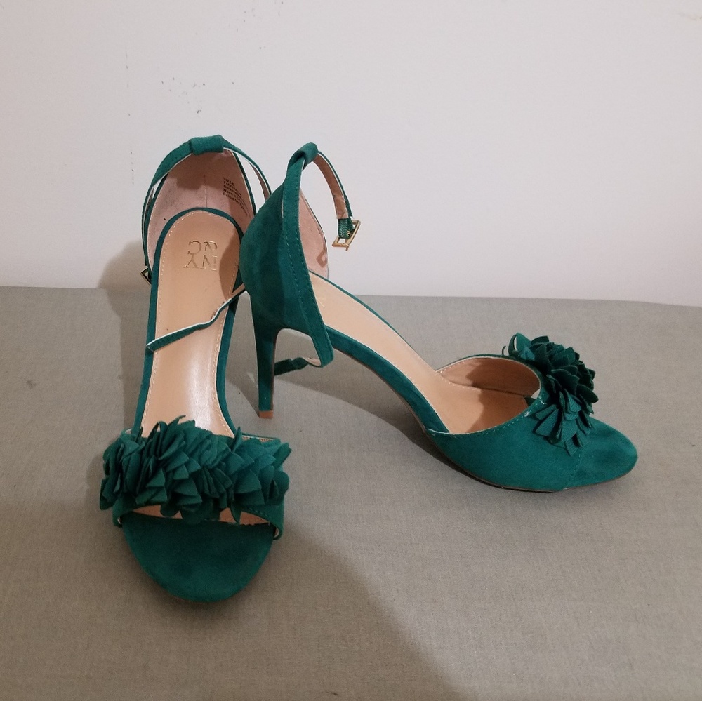 Green heeled sandals
